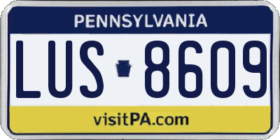 PA license plate LUS8609