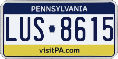 PA license plate LUS8615