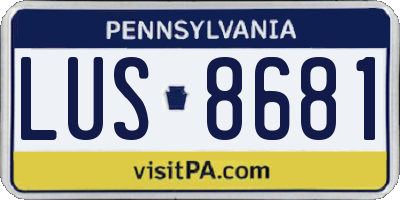 PA license plate LUS8681