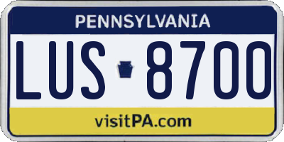 PA license plate LUS8700