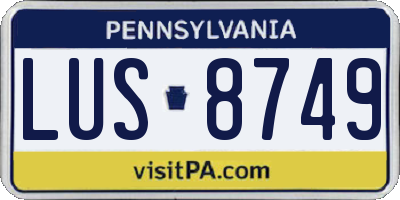 PA license plate LUS8749