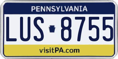 PA license plate LUS8755