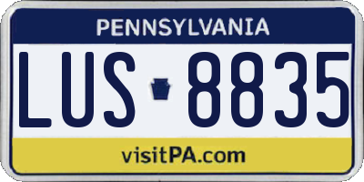 PA license plate LUS8835