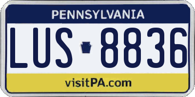 PA license plate LUS8836