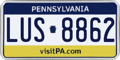 PA license plate LUS8862