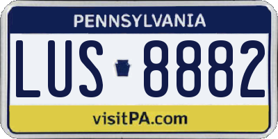 PA license plate LUS8882