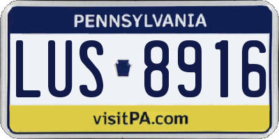 PA license plate LUS8916