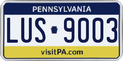 PA license plate LUS9003