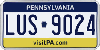 PA license plate LUS9024