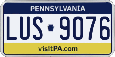 PA license plate LUS9076