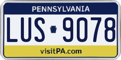 PA license plate LUS9078
