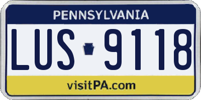 PA license plate LUS9118