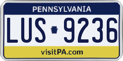PA license plate LUS9236
