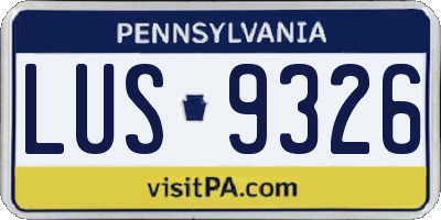 PA license plate LUS9326