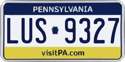 PA license plate LUS9327