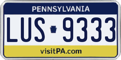 PA license plate LUS9333