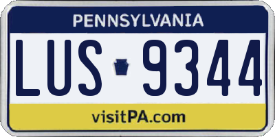 PA license plate LUS9344