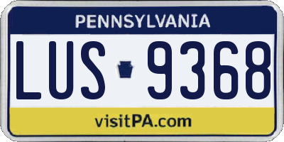 PA license plate LUS9368