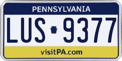 PA license plate LUS9377