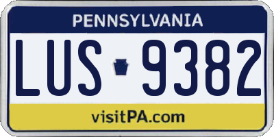 PA license plate LUS9382