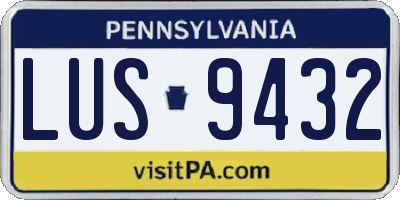 PA license plate LUS9432