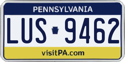 PA license plate LUS9462