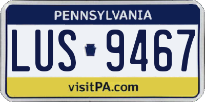 PA license plate LUS9467
