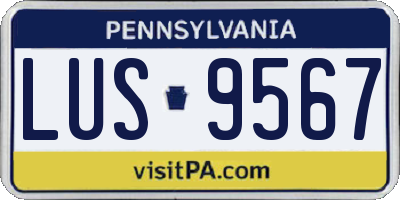 PA license plate LUS9567