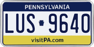 PA license plate LUS9640