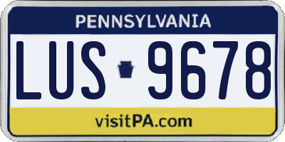PA license plate LUS9678
