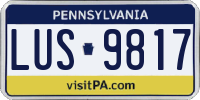 PA license plate LUS9817