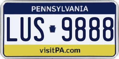 PA license plate LUS9888