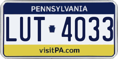 PA license plate LUT4033