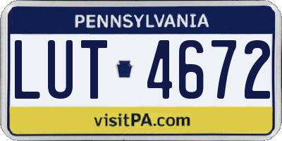 PA license plate LUT4672