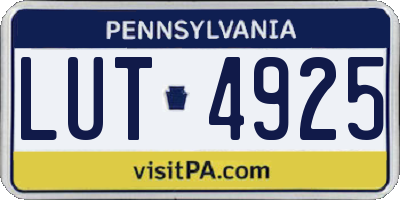 PA license plate LUT4925
