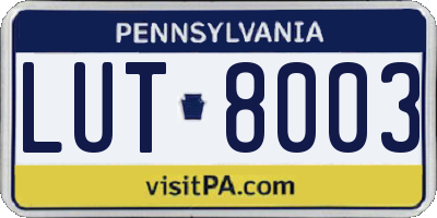 PA license plate LUT8003