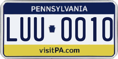PA license plate LUU0010