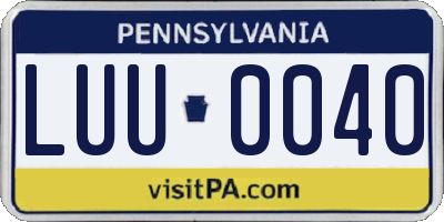 PA license plate LUU0040