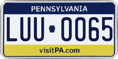 PA license plate LUU0065
