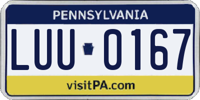 PA license plate LUU0167