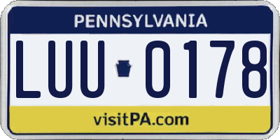 PA license plate LUU0178