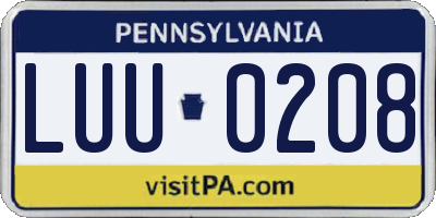 PA license plate LUU0208