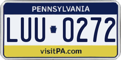 PA license plate LUU0272