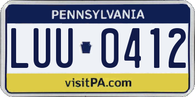PA license plate LUU0412