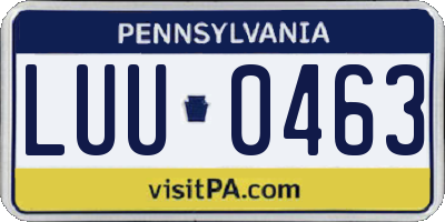 PA license plate LUU0463