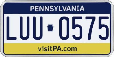 PA license plate LUU0575