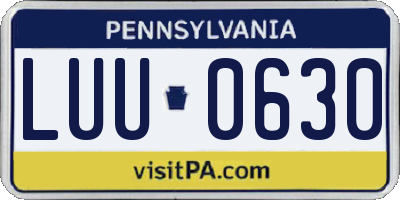 PA license plate LUU0630