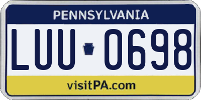 PA license plate LUU0698