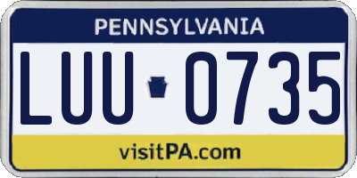 PA license plate LUU0735