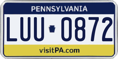 PA license plate LUU0872